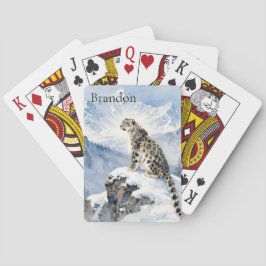En snöleopard på snötäckt topp Personlig Casinokort
