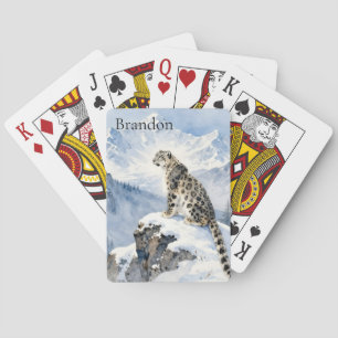 En snöleopard på snötäckt topp Personlig Casinokort