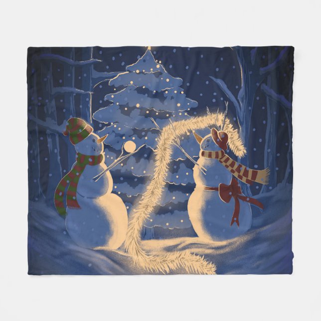 En snömannajul fleecefilt (Framsidan (Horisontell))