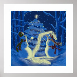 En snömannajulplakat poster