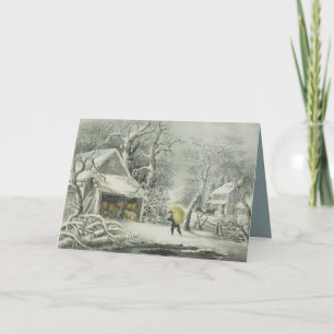 En Snowy-morgon - Fanny Palmer Helgkort