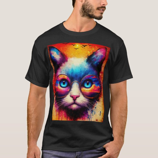 En snygg katt illustrerad t-shirt (Framsida)