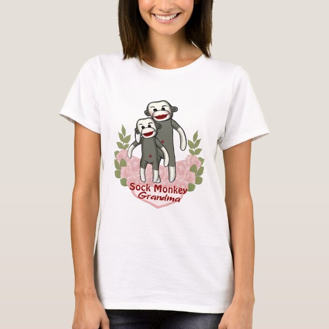 En Sock Monkey Mormor T-Shirt (Framsida)