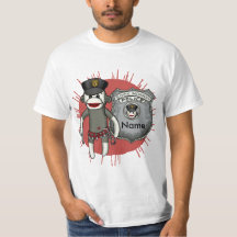 En Sock Monkey Polis t-shirt