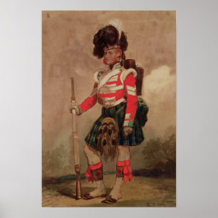 En soldat av de 79th highlandersna på Chobham Poster