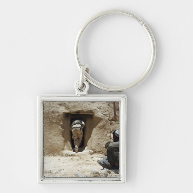 En soldat från nationalgardet fyrkantig silverfärgad nyckelring (Framsidan)