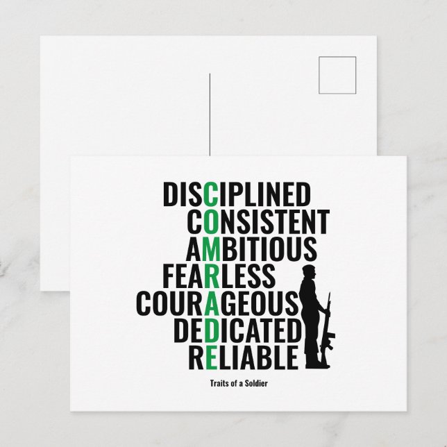 En soldates tåg vykort (Fram/baksida)