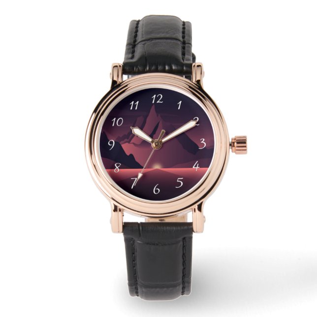 En solnedgång i bergsområden armbandsur (Framsida)