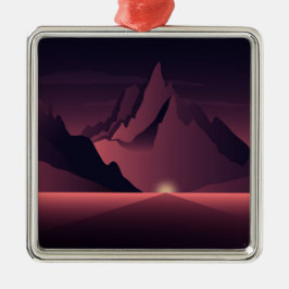 En solnedgång i bergsområden julgransprydnad metall