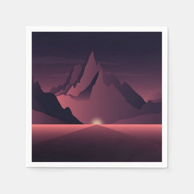 En solnedgång i bergsområden pappersservett (Framsidan)