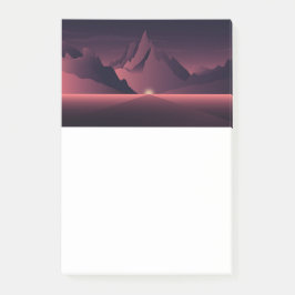 En solnedgång i bergsområden post-it block
