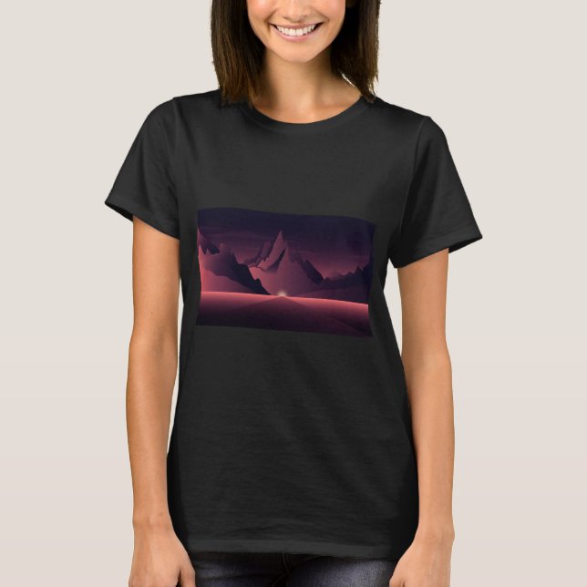 En solnedgång i bergsområden t shirt (Framsida)