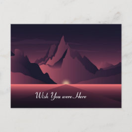 En solnedgång i bergsområden vykort