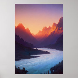 En solnedgång över en Serenadalen Poster