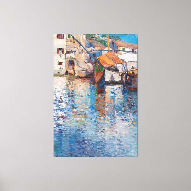 En solnydag i den gamla Harbour Leontine von Canvastryck (Framsida)