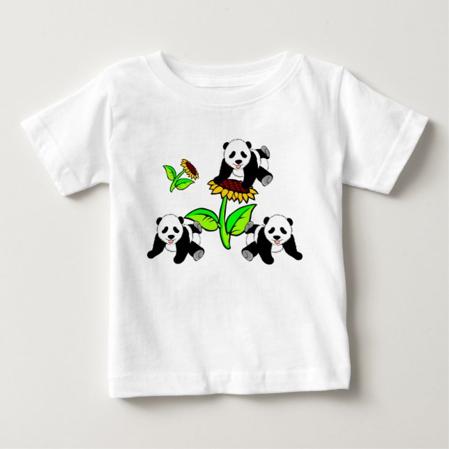 En solros och Pandabjörnar Tee Shirt (Framsida)