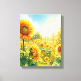 En solros trädgård väggkonst - inslagen canvas