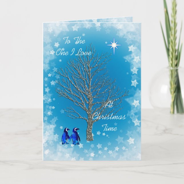 En som jag älskar med julpingvin helgkort (Framsida)