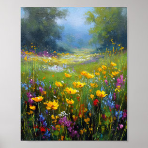 En sommarblomningssymfoni: Solbelysta vildblommor Poster