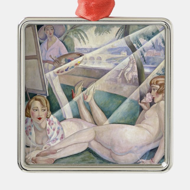 En sommardag (vackra kvinnor i Sol) Julgransprydnad Metall (Framsidan)