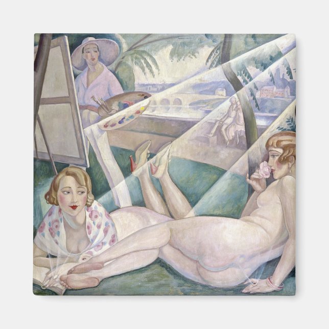 En sommardag (vackra kvinnor i Sol) Magnet (Framsidan)