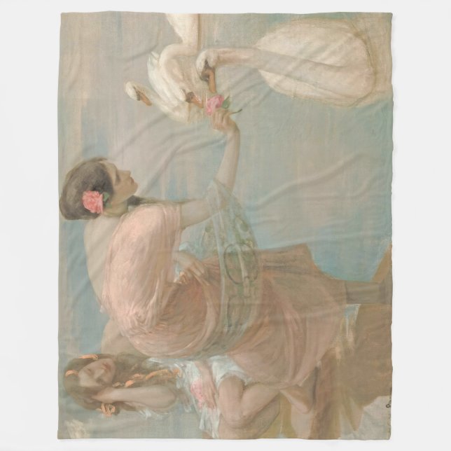 En sommarmorgon av Rupert Bunny (1897) Fleecefilt (Framsidan)