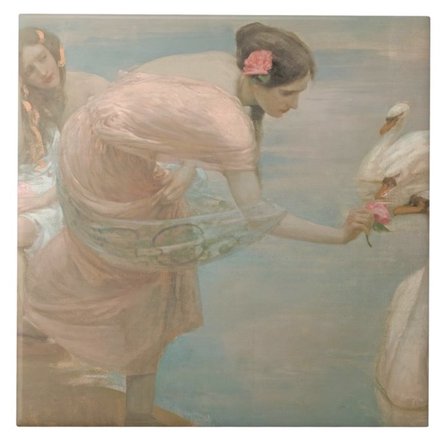 En sommarmorgon av Rupert Bunny (1897) Kakelplatta (Framsidan)