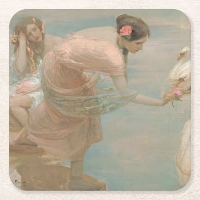 En sommarmorgon av Rupert Bunny (1897) Underlägg Papper Kvadrat (Framsidan)