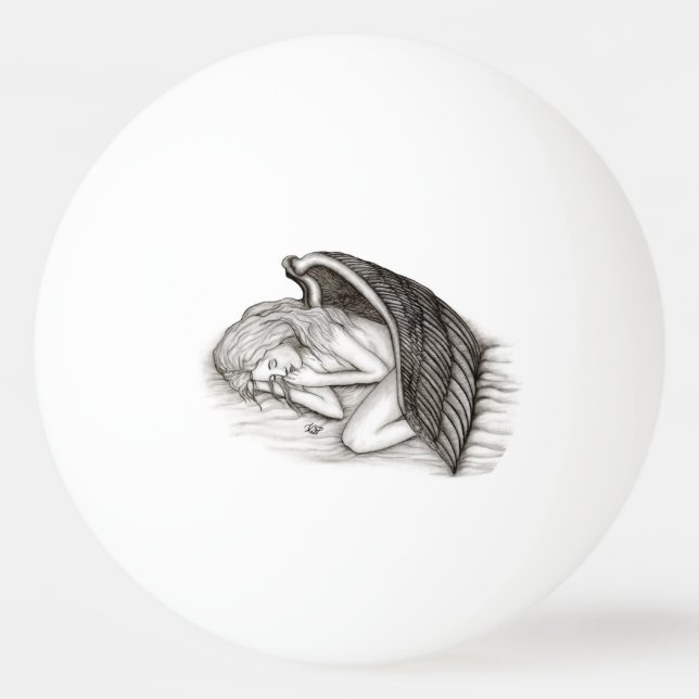 En sömngel, svart och vit design pingisboll (Framsidan)