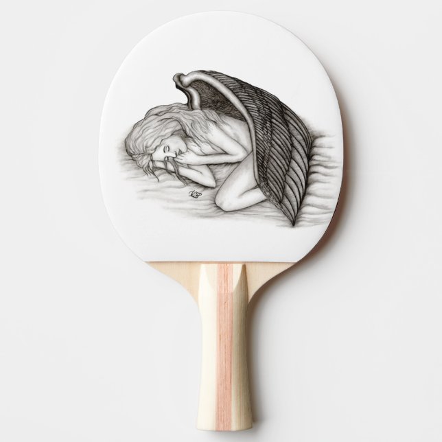 En sömngel, svart och vit design pingisracket (Framsidan)