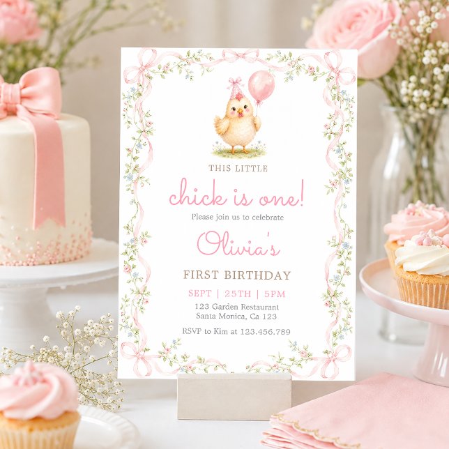 En söß fjäderfäbirthday-inbjudan inbjudningar (Skapare uppladdad)