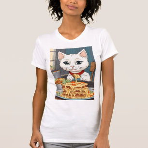 En söt ADORABLE white LITTLE cat women's shirt T