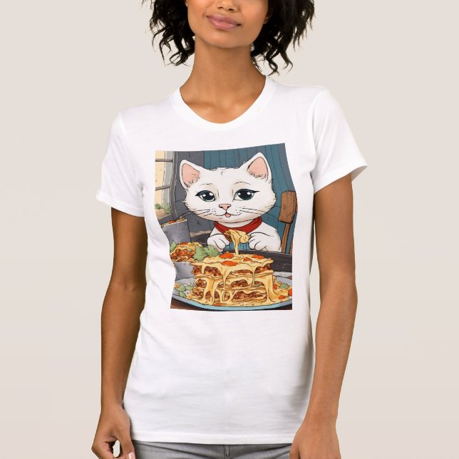 En söt ADORABLE white LITTLE cat women's shirt T Shirt (Framsida)