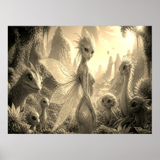 En söt ängelflicka som står med sina vänner Vägg Poster
