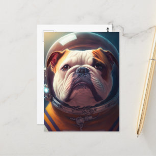 En söt astronaut Bulldog Vykort