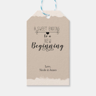 En söt avslutning av nybörjande Vintage bröllop-fö Presentetikett