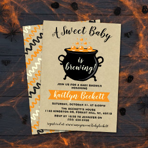 En söt Baby brinner Halloween-babyskor Inbjudningar