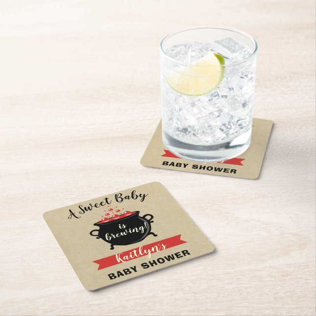 En söt Baby brinner Halloween-babyskor Underlägg Papper Kvadrat (Insitu)