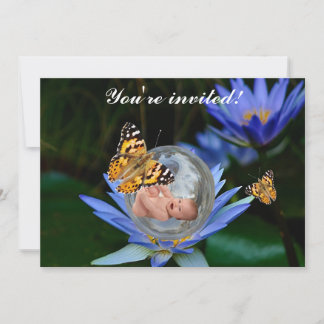 En söt baby lily butterfly bubbla inbjudningar