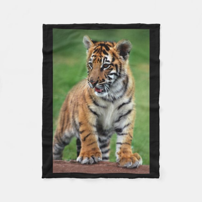 En söt baby-tiger fleecefilt (Framsidan)