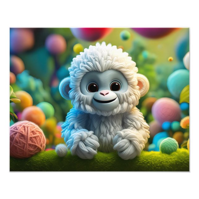 En söt baby Yeti av garn Fototryck (Framsidan)