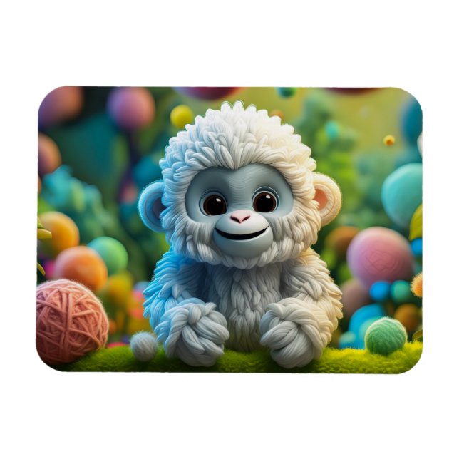 En söt baby Yeti av garn Magnet (Horisontell)