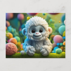 En söt baby Yeti av garn Vykort