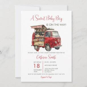 En söt babyboy Bageri Food Truck Babyfirande Inbjudningar
