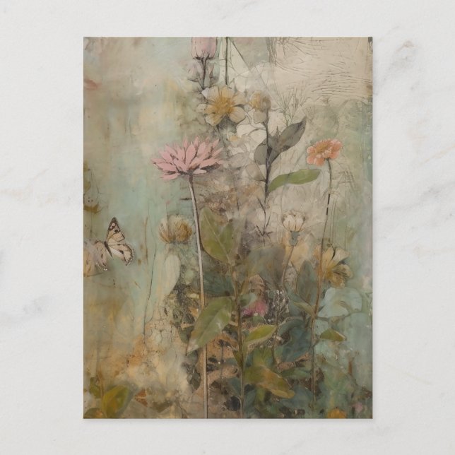 En söt blomkollage vykort (Framsida)