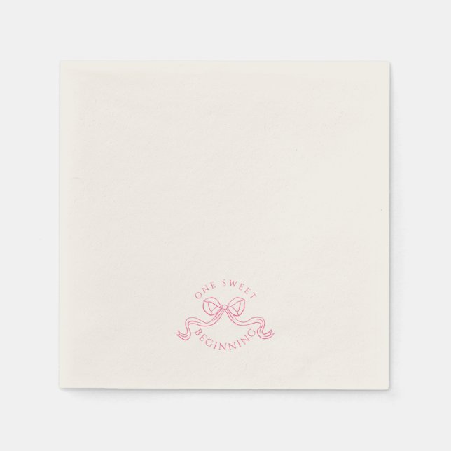 En söt början | Rosa och vit bröllopsfavor Pappersservett (Framsidan)