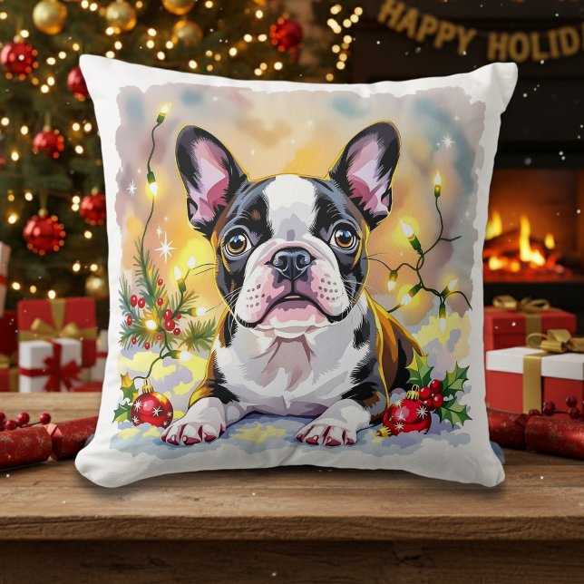 En söt Boston Terrier-jul Kudde (Skapare uppladdad)