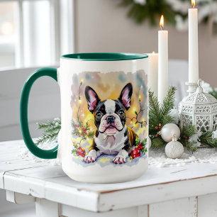 En söt Boston Terrier-jul Mugg