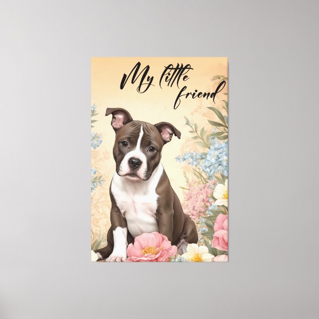 En söt brun Stviddshire Terrier puppy Canvastryck (Framsida)