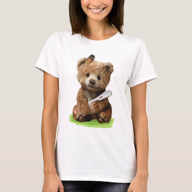 En söt brun teddybjörn  t shirt (Framsida)